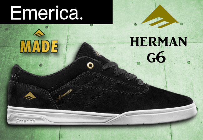 EMERICA THE HERMAN G6 BLACK/WHITE/GOLD 【エメリカ スケート シューズ】【日本正規品】