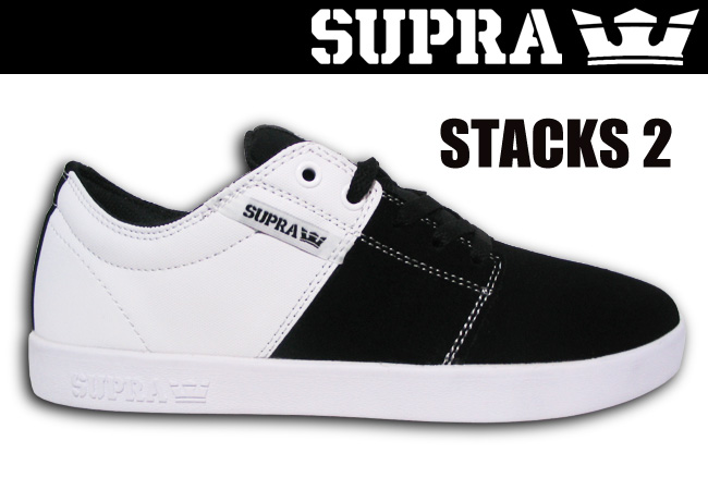 SUPRA STACKS 2 BLACK/WHITE-WHITE【スープラ スケート シューズ】【日本正規品】