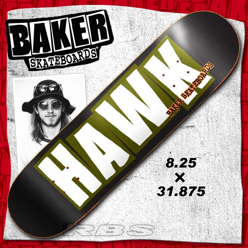 BAKER ベーカー デッキ HAWK LOGO BLACK/OLIVE RILEY HAWK ライリーホーク サイズ 8.25 × 31.875 【ベイカー ベーカー】 【スケボー スケートボード デッキ】【日本正規品】