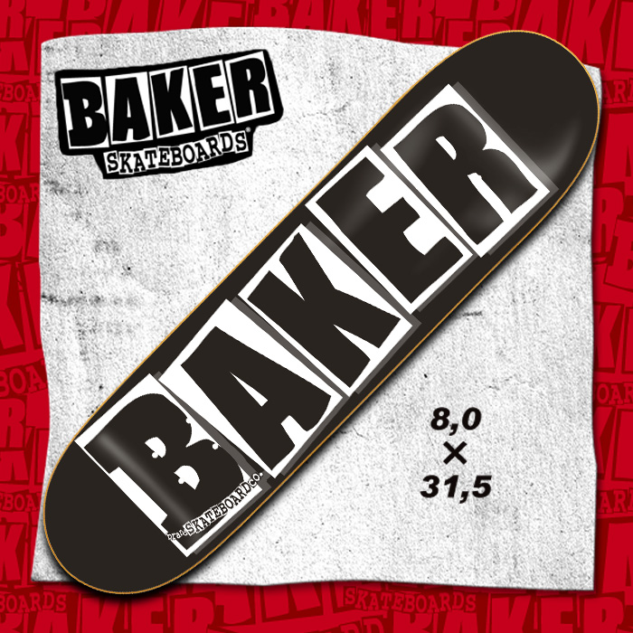 BAKER ベーカー デッキ BRAND LOGO BLACK/WHITE サイズ 8.0 × 31.5 【ベイカー ベーカー】 【スケボー スケートボード デッキ】【日本正規品】