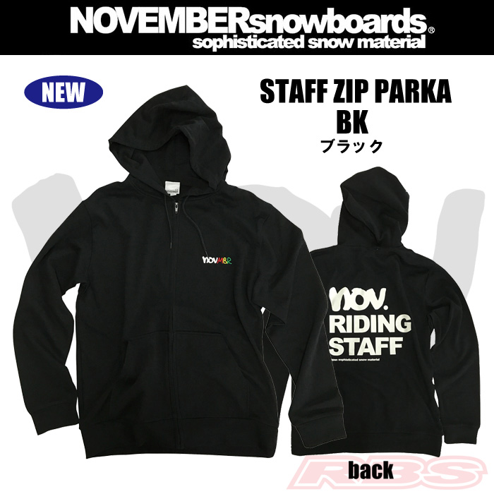 17-18 NOVEMBER パーカ STAFF ZIP PARKA BK/GR ブラック グレー 【日本正規品】