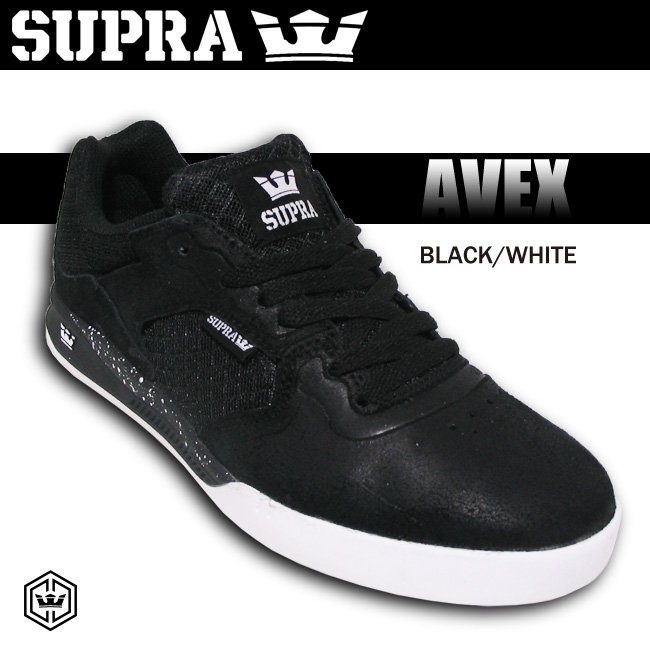 SUPRA スープラ AVEX エイベックス カラー BLACK/WHITE-WHITE 【スープラ スケート シューズ】【日本正規品】