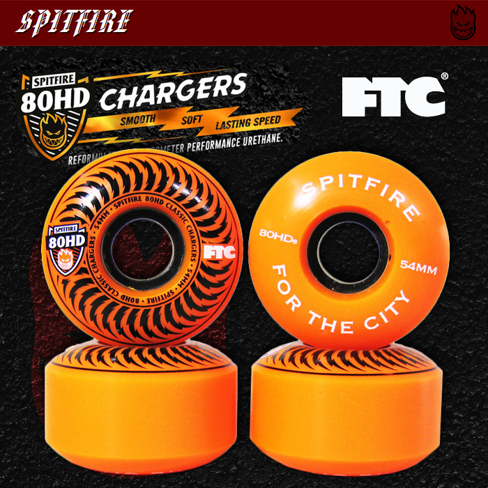 SPITFIRE ウィール FTC 80HD CHARGERS CLASSIC ORANGE 54mm 【スケートボード ソフト ウィール】【スピットファイア エフティーシー】【日本正規品】