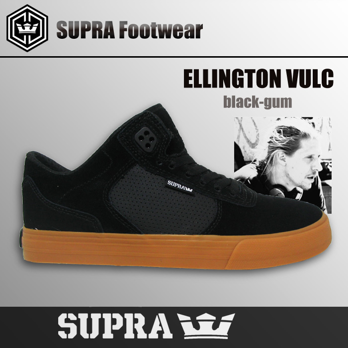 SUPRA スープラ ELLINGTON VULC カラー BLACK/GUM 【スープラ スニーカー シューズ 靴】【エリントン スケート 】【日本正規品】
