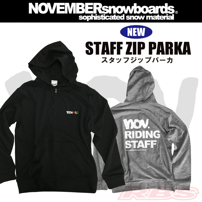 17-18 NOVEMBER パーカ STAFF ZIP PARKA BK/GR ブラック グレー 【日本正規品】