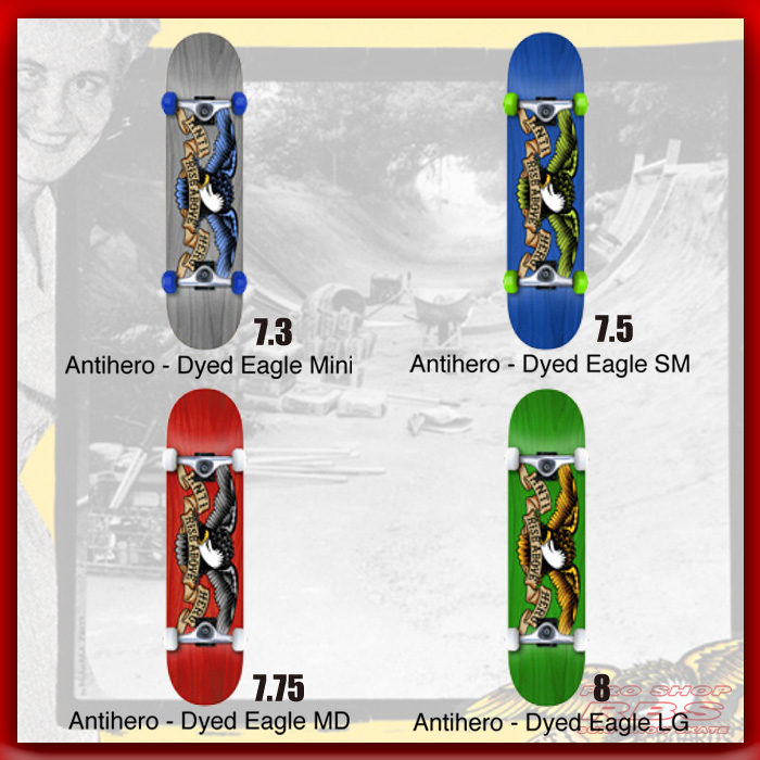 ANTIHERO スケートボード コンプリートセット DYED EAGLE 7.3/7.5/7.75/8.0 【日本正規品】