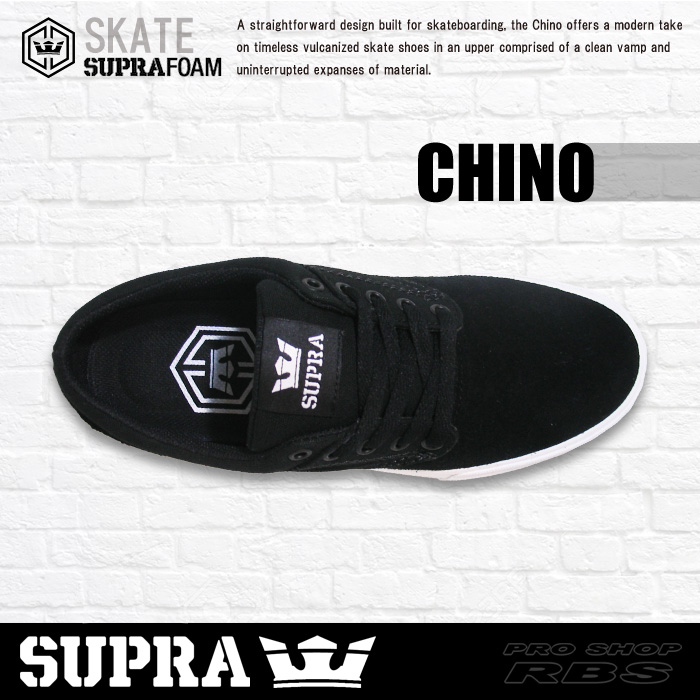 SUPRA スープラ CHINO チノ BLACK-WHITE ブラック ホワイト【日本正規品】