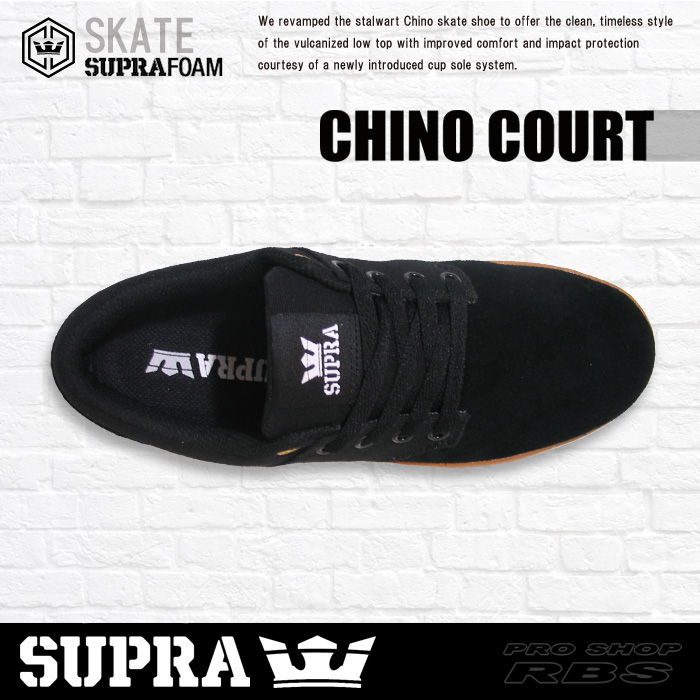 SUPRA スープラ CHINO COURT チノコート BLACK-GUM ブラック ガム【日本正規品】