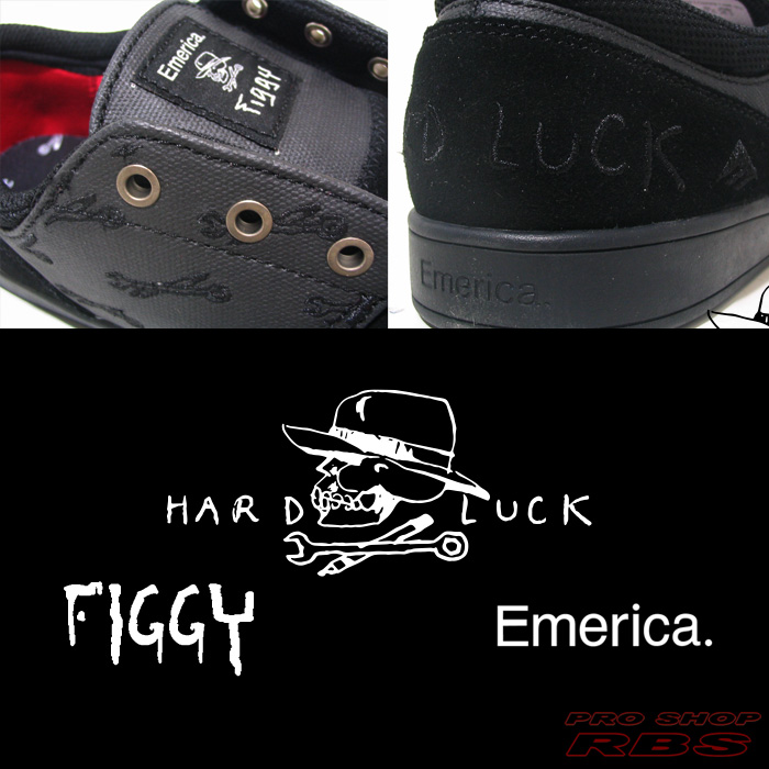 エメリカ EMERICA THE FIGUEROA×HARD LUCK BLACK/BLACK 【スケート 