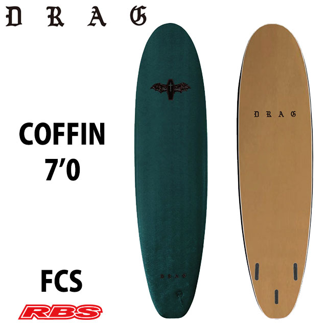 DRAG SURF BOARDS COFFIN 7'0 GREEN GOLD 日本正規品
