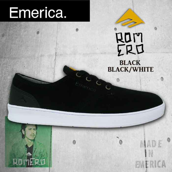 エメリカ EMERICA ROMERO LACED BLACK BLACK/WHITE REO ROMERO 【スケート シューズ 日本正規品】