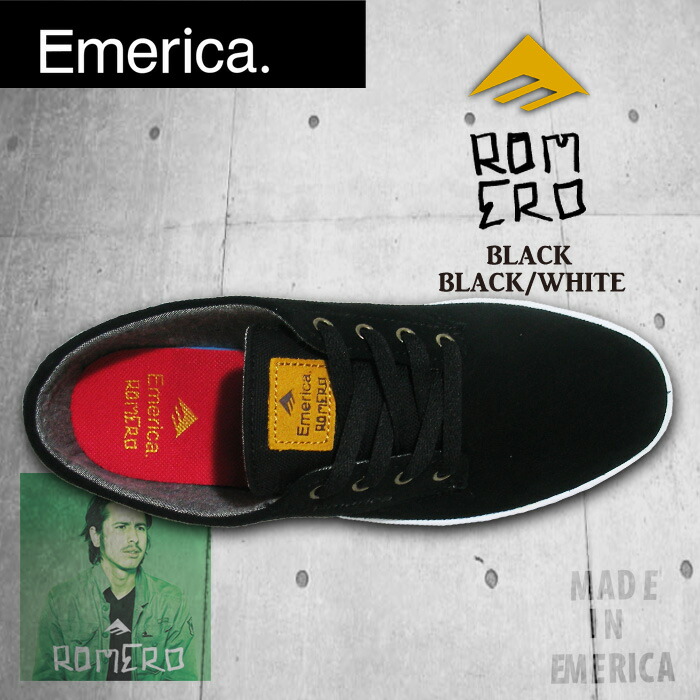 エメリカ EMERICA ROMERO LACED BLACK BLACK/WHITE REO ROMERO 【スケート シューズ 日本正規品】