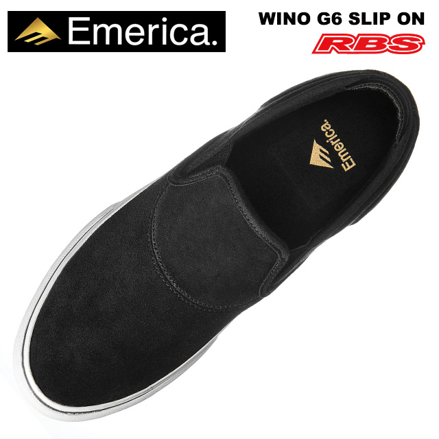 EMERICA WINO G6 SLIP ON BLACK WHITE GOLD 【エメリカ スケート