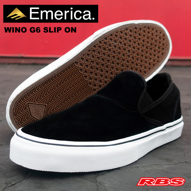 EMERICA WINO G6 SLIP ON BLACK WHITE GOLD 【エメリカ スケート