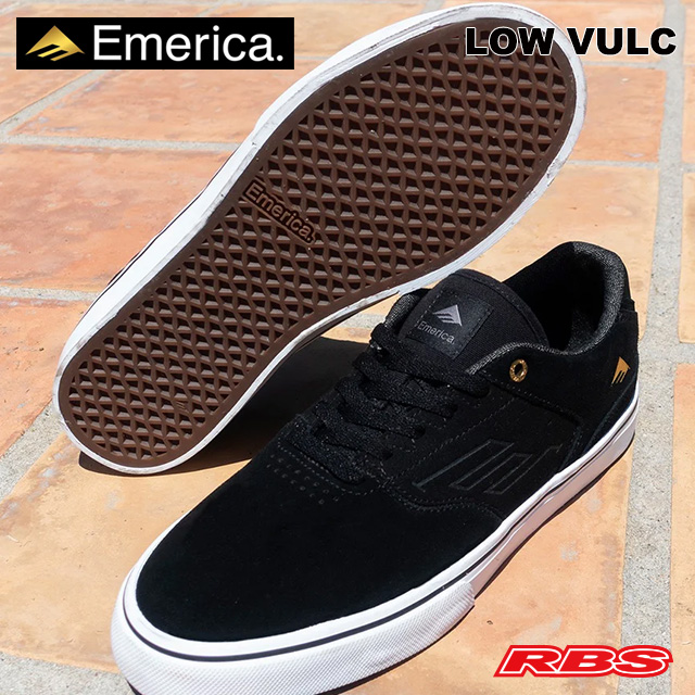 EMERICA LOW VULC BLACK/GOLD/WHITE 【エメリカ スケート シューズ】【日本正規品】