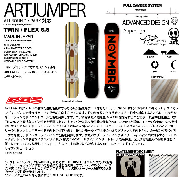 NOVEMBER 21-22 ARTJUMPER スノーボード 日本正規品 予約商品