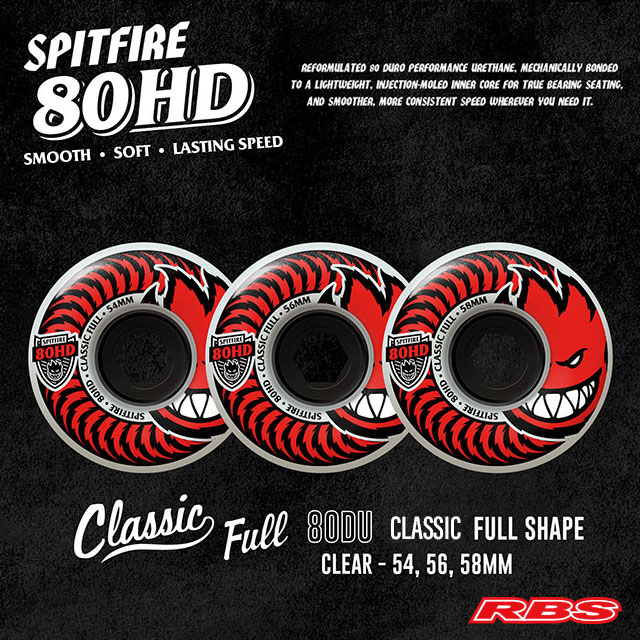 SPITFIRE ウィール 80HD CLASSIC SHAPE  54mm 56mm 58mm【スケートボード ソフト ウィール】【スピットファイア】【日本正規品】
