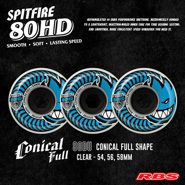 SPITFIRE ウィール 80HD CONICAL SHAPE  54mm 56mm 58mm【スケートボード ソフト ウィール】【スピットファイア】【日本正規品】