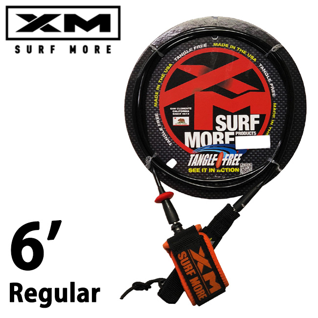 SURF MORE XM リーシュ タングルフリー レギュラー 6.0 BLACK/ORANGE 【サーフィン リーシュ コード サーフボード】【サーフモア】【日本正規品】