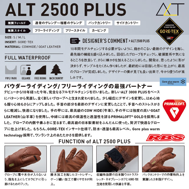 VOLUME GLOVES 21-22 ALT2500 PLUS 日本正規品 予約商品