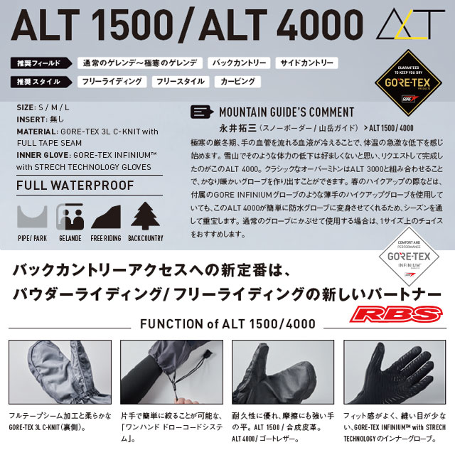 VOLUME GLOVES 21-22 ALT4000 GORE-TEX 日本正規品 予約商品